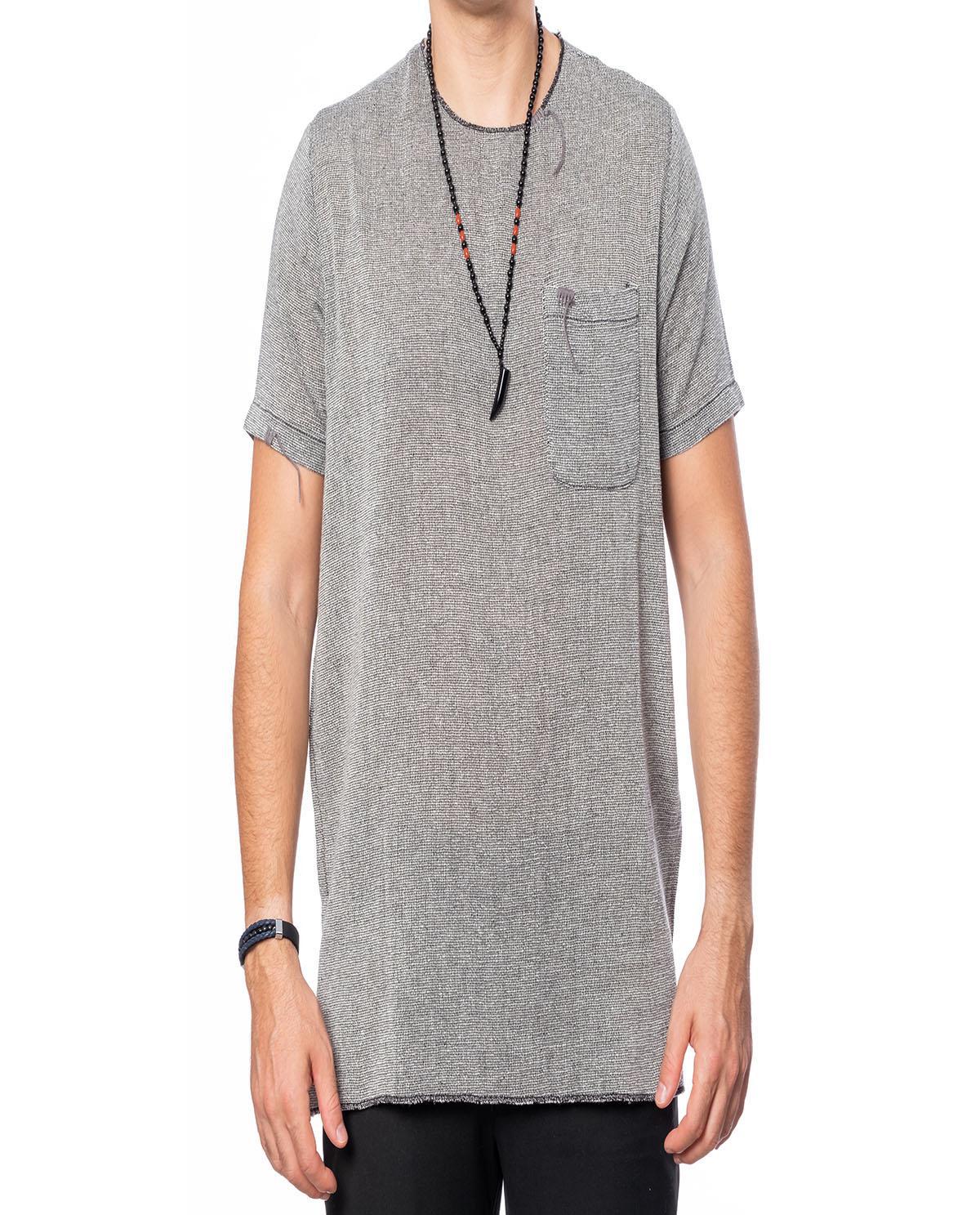 T-shirt manches courtes gris foncé avec poche en lin
