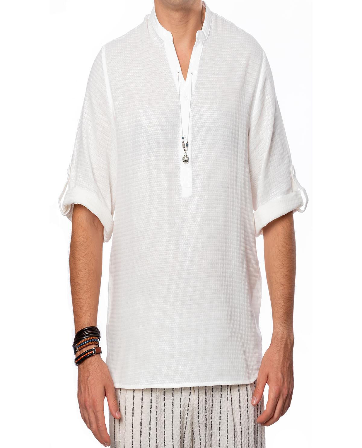 T-shirt manches longues blanc avec accessoire en coton