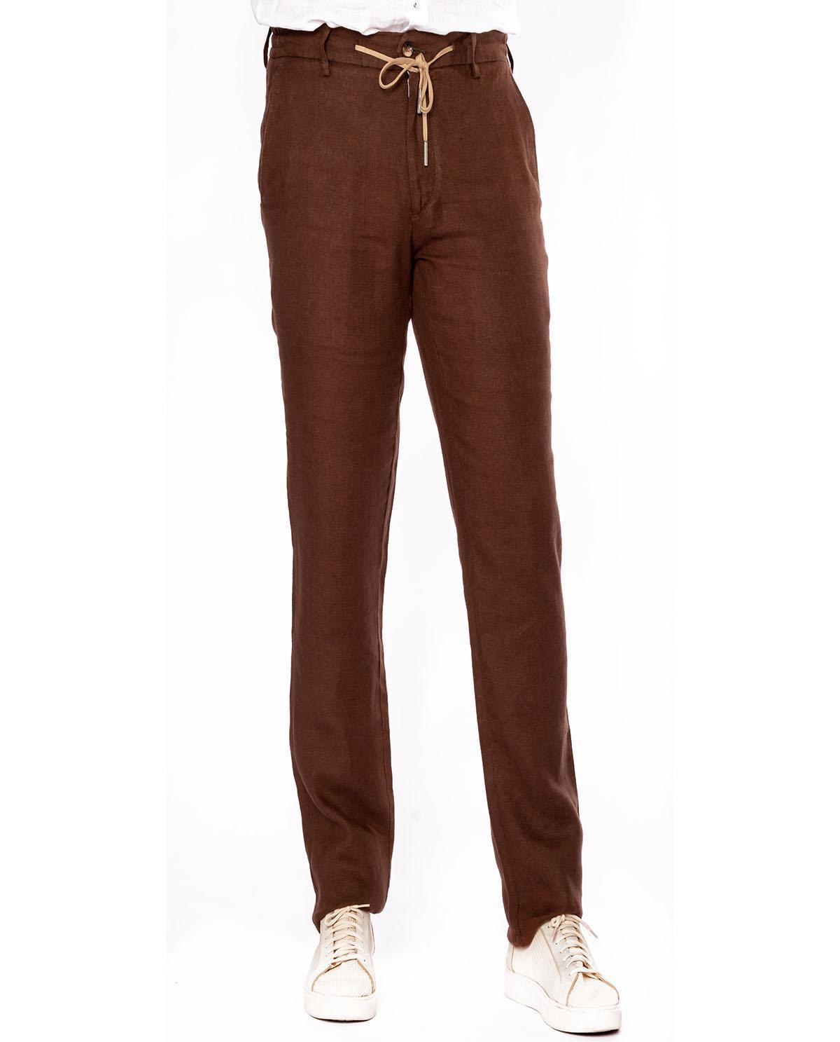 Pantalon marron foncé en lin