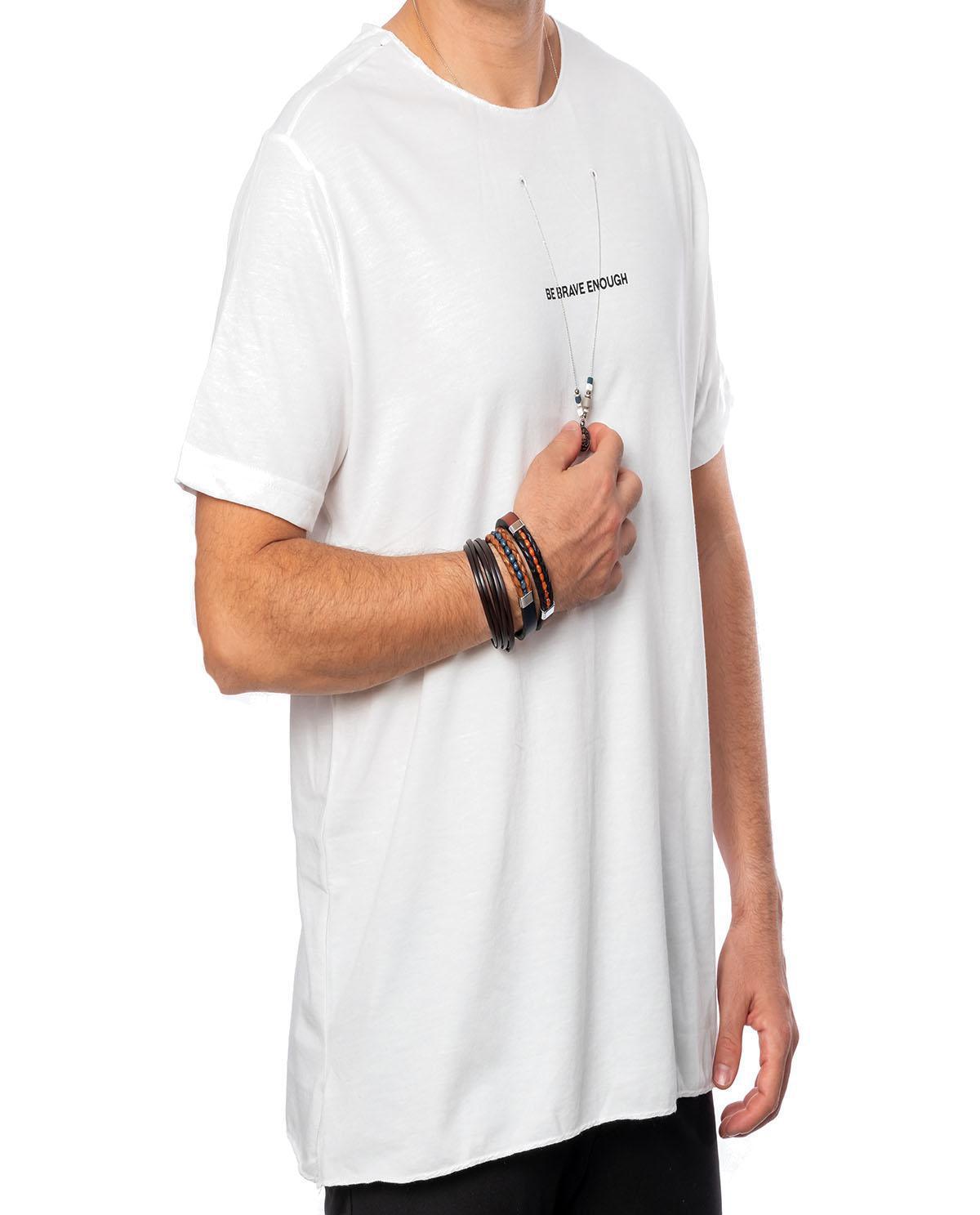 T-shirt manches courtes blanc avec accessoire en coton