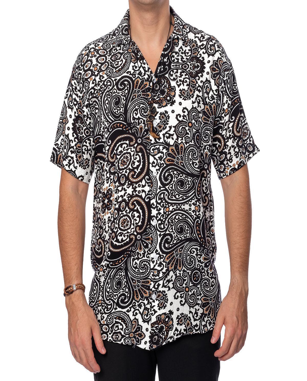 Chemise imprimée floral noir en viscose