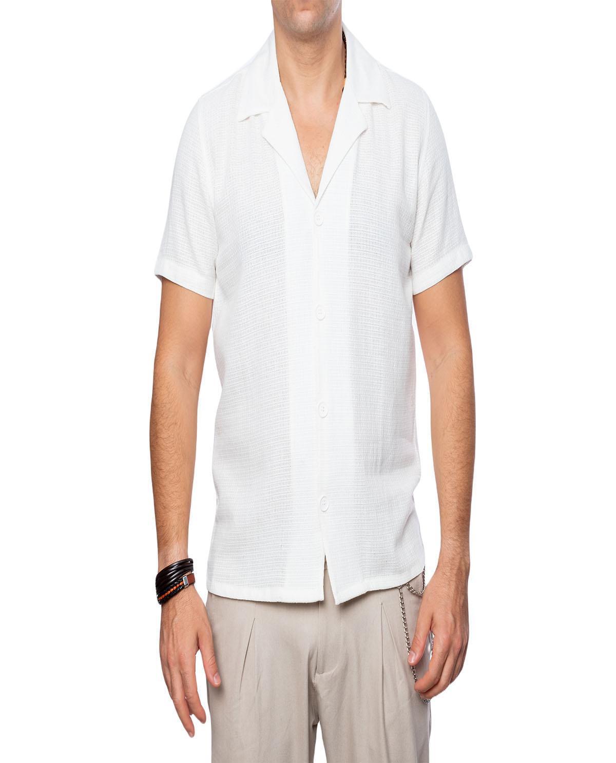 Chemise blanche avec revers en lin