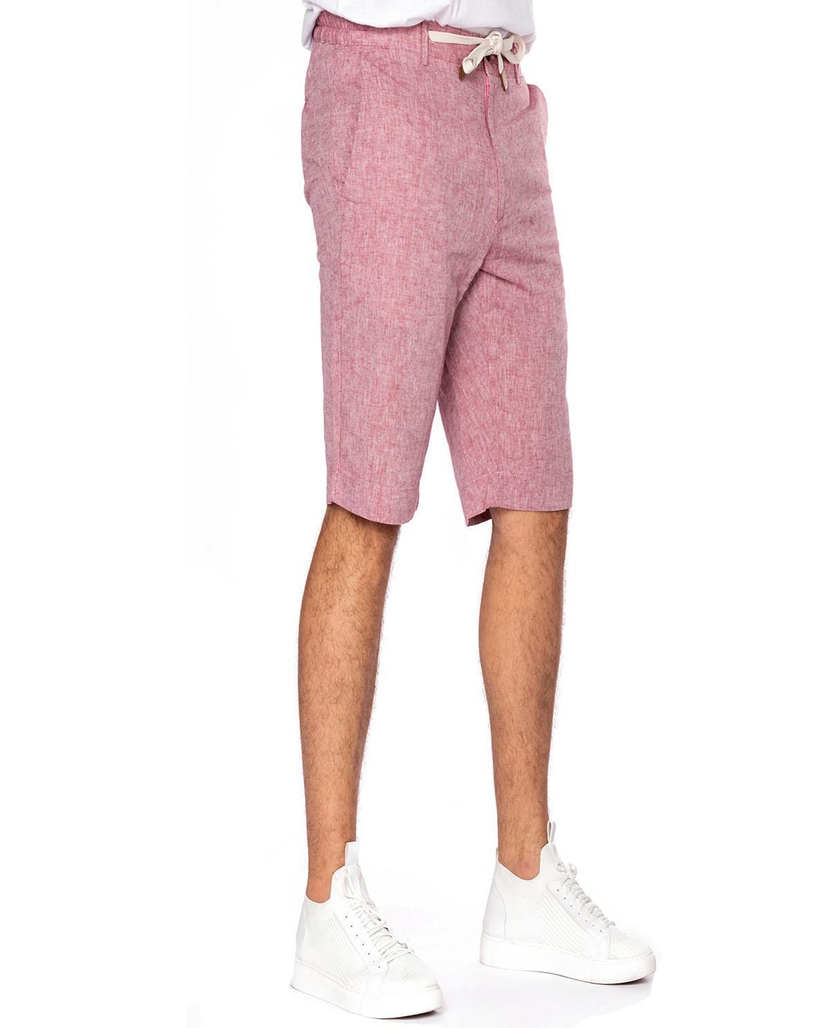 Short rose corail en lin