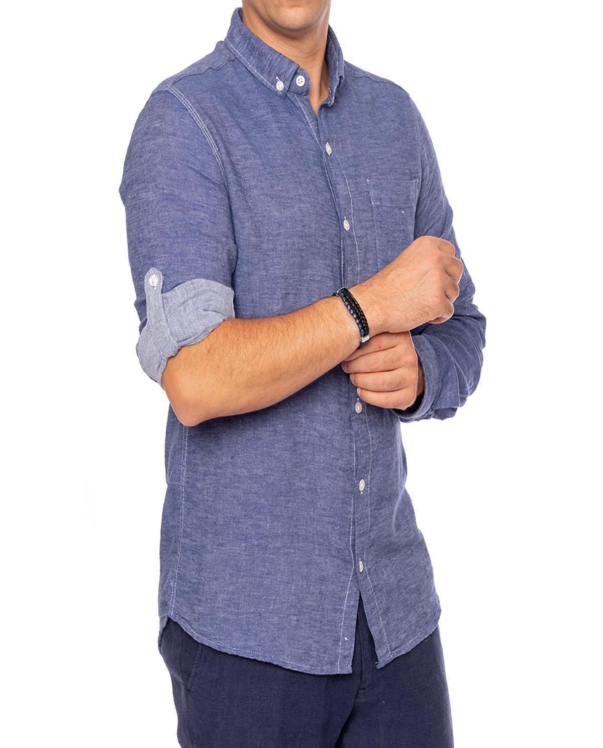 Chemise bleu avec poche en coton