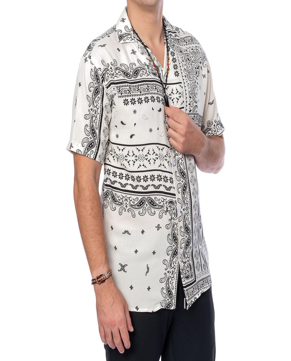 Chemise imprimée blanche en viscose