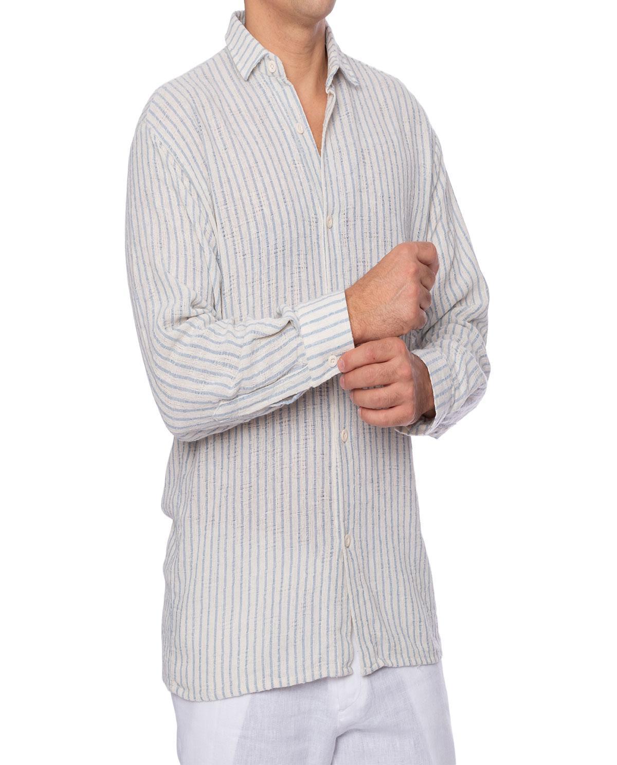 Chemise bleu à rayures en lin