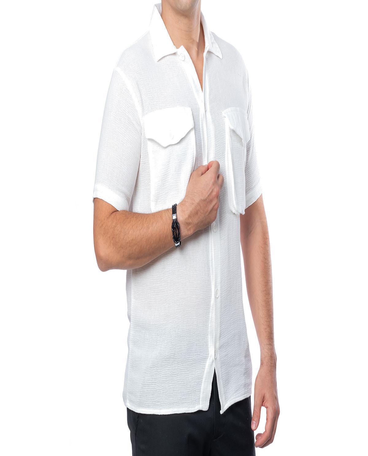 Chemise blanche avec 2 poches en lin