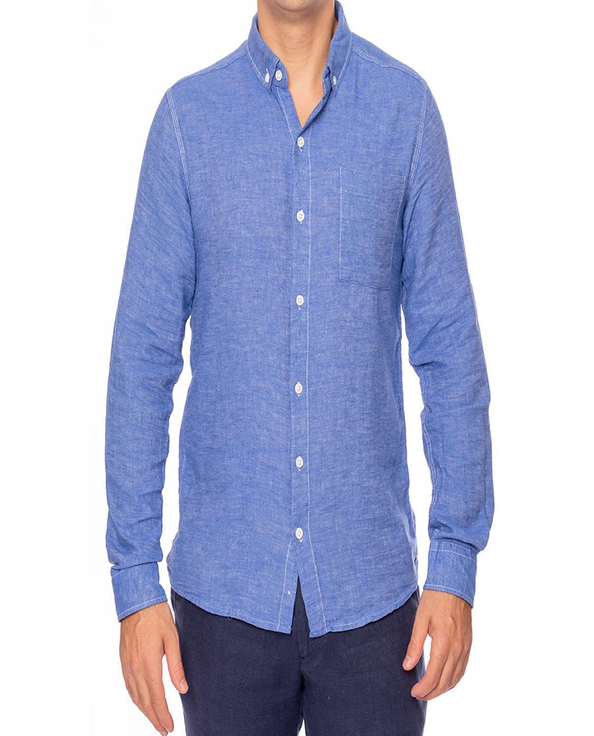 Chemise bleu clair avec poche en coton