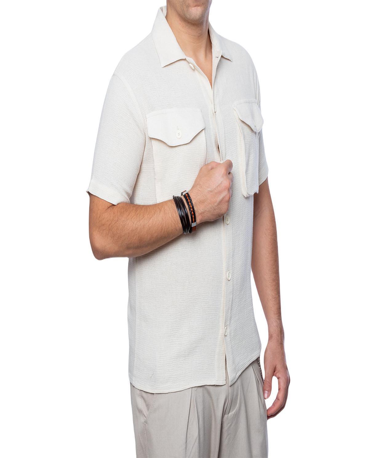 Chemise beige avec 2 poches en lin