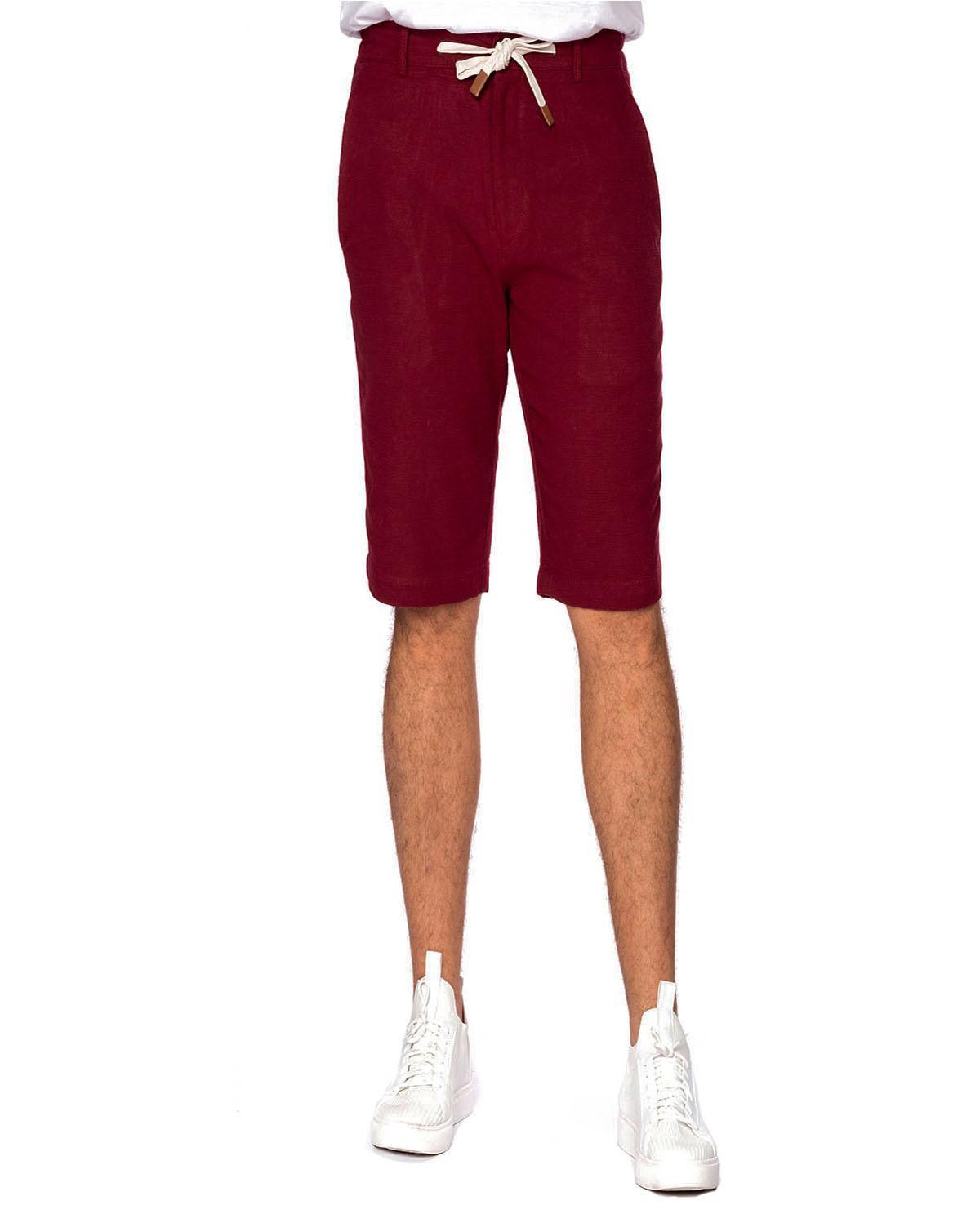 Short bordeaux en lin