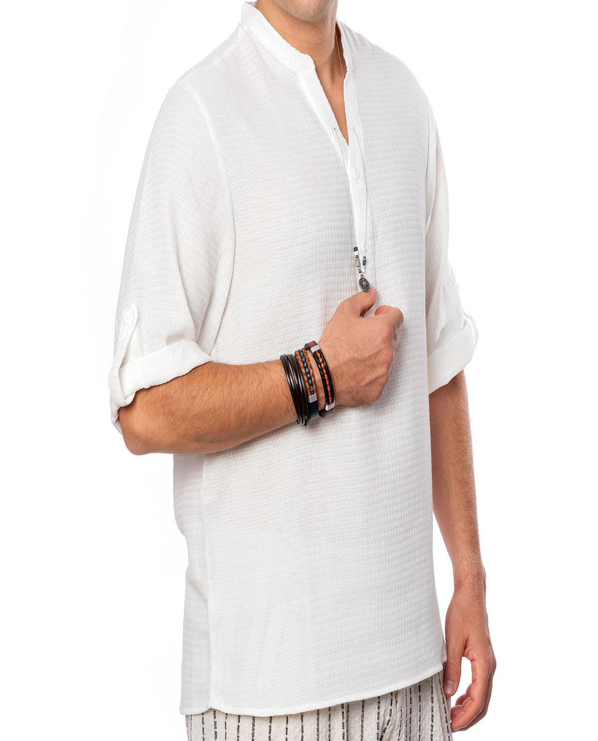 T-shirt manches longues blanc avec accessoire en coton