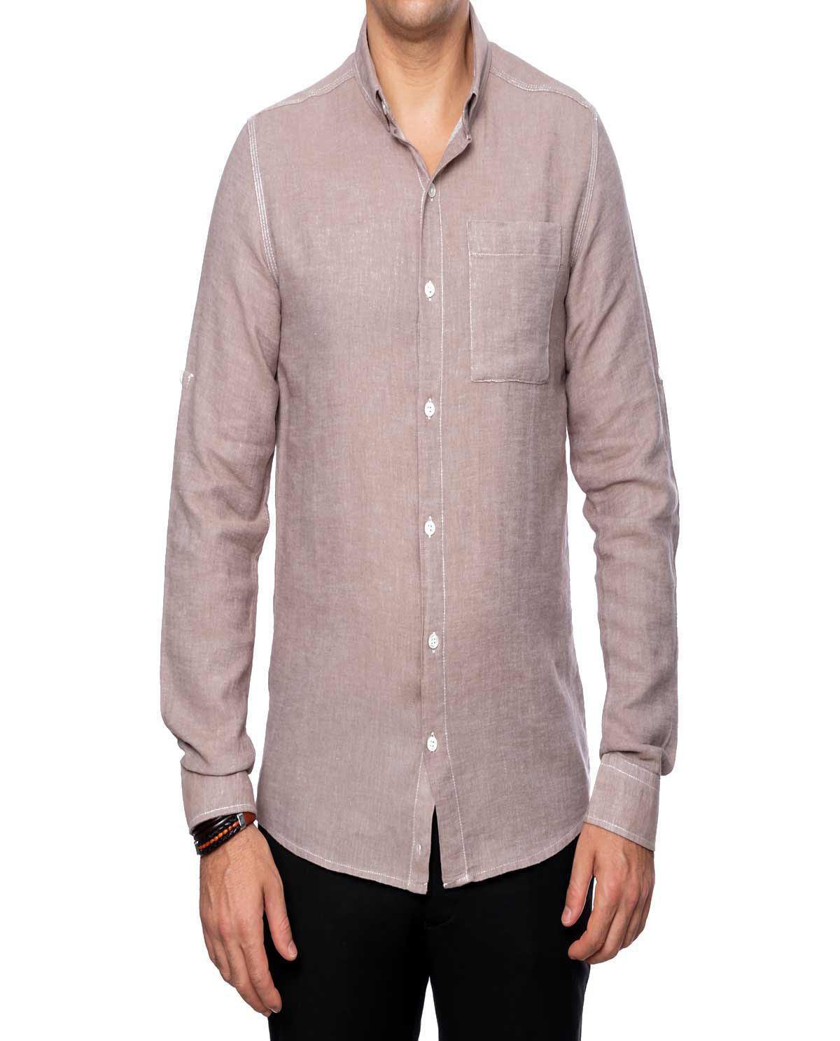Chemise marron avec poche en coton