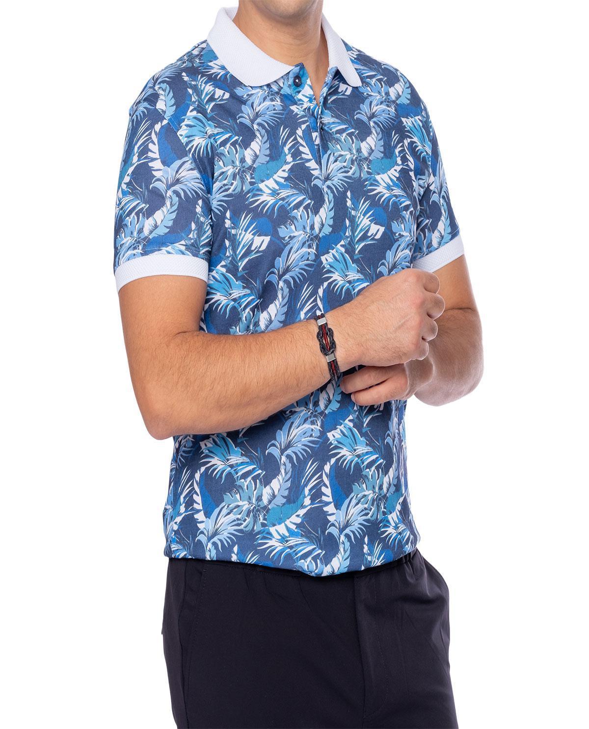 T-shirt imprimé bleu roi en coton