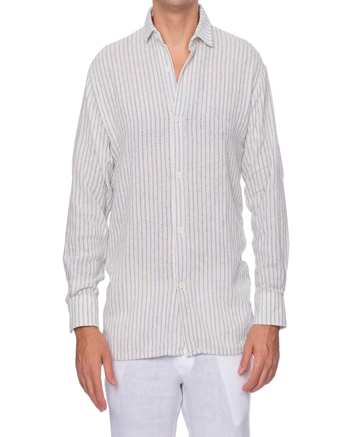 Chemise bleu à rayures en lin