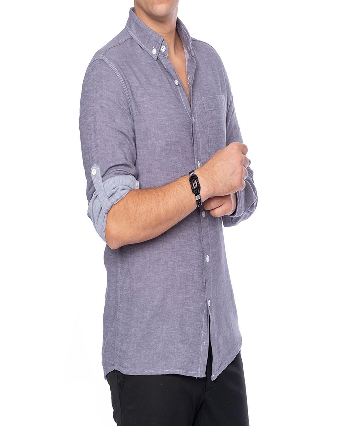 Chemise grise avec poche en coton