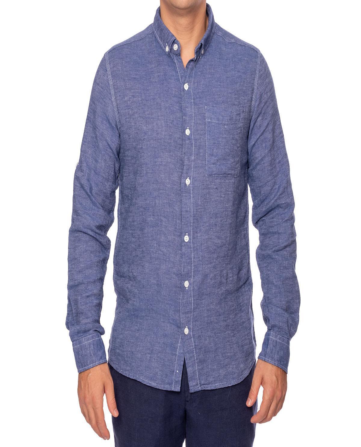 Chemise bleu avec poche en coton