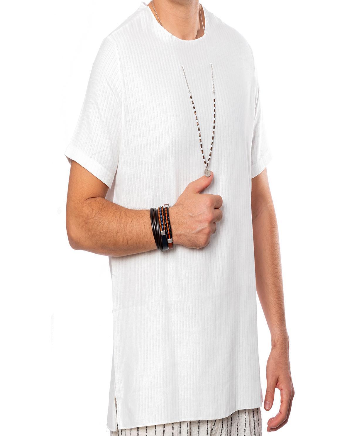 T-shirt manches courtes blanc avec accessoire en coton