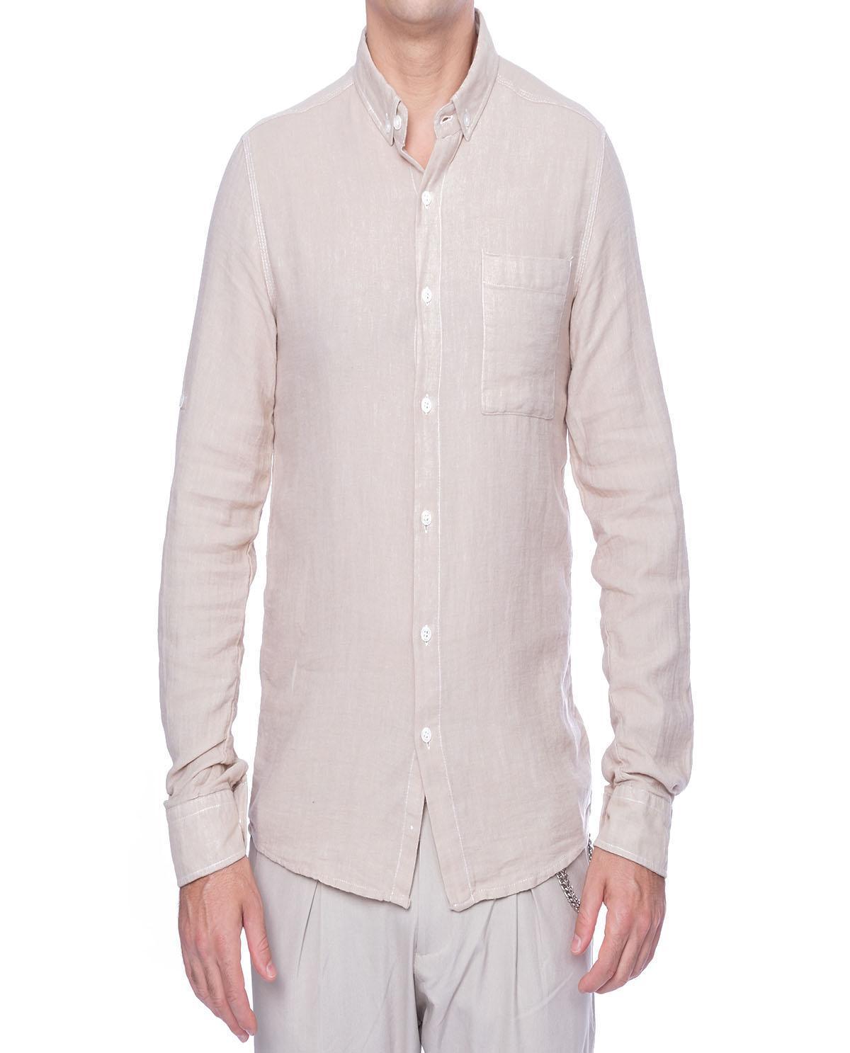 Chemise beige avec poche en coton