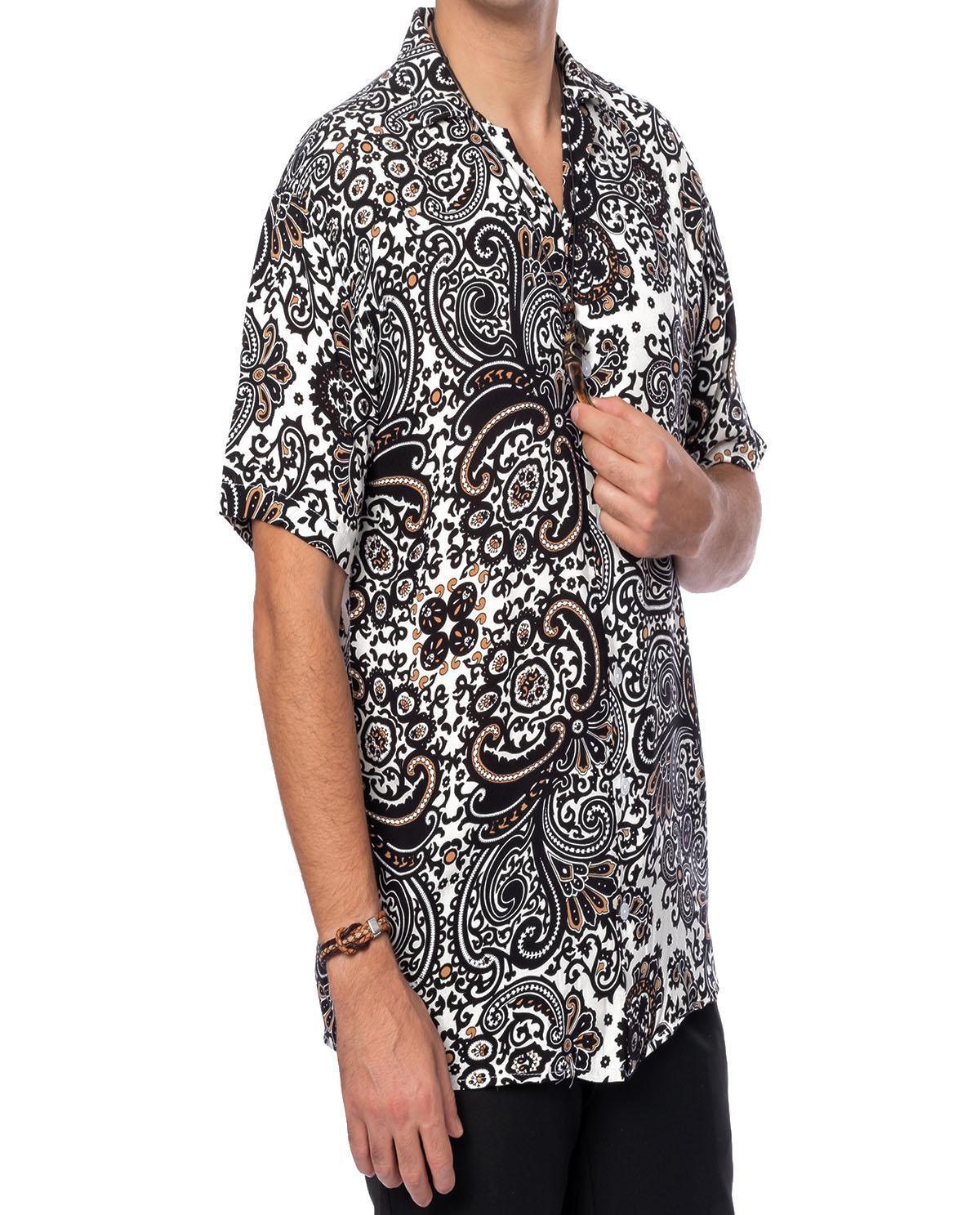 Chemise imprimée floral noir en viscose