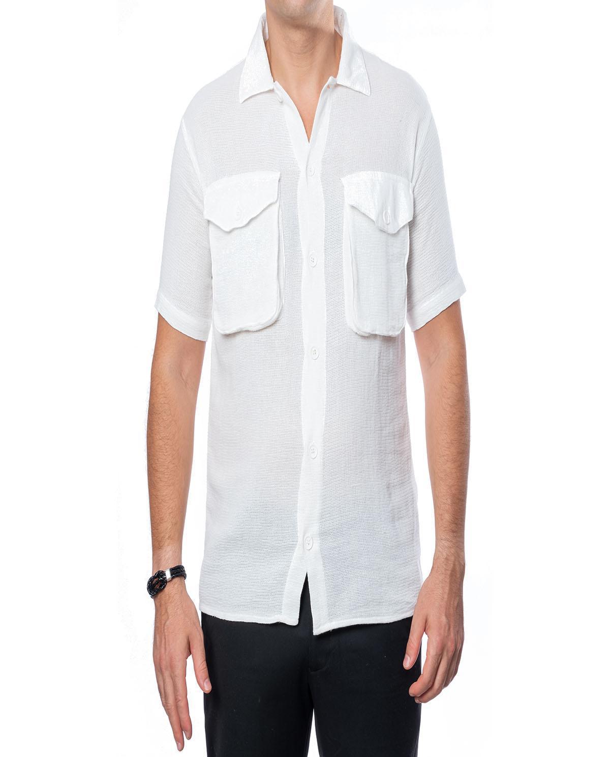 Chemise blanche avec 2 poches en lin