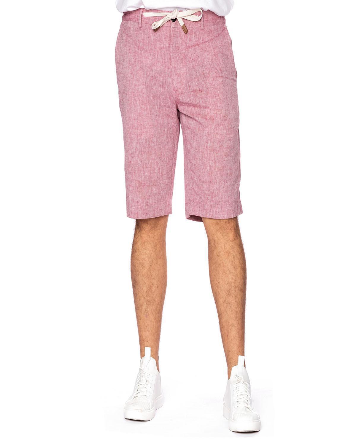 Short rose corail en lin