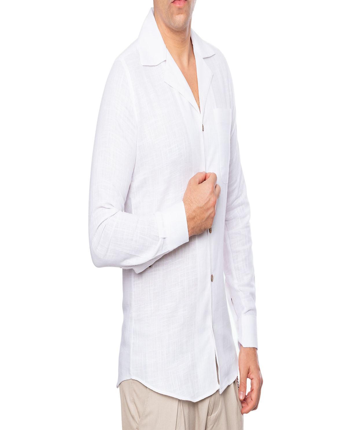 Chemise blanche à revers en lin