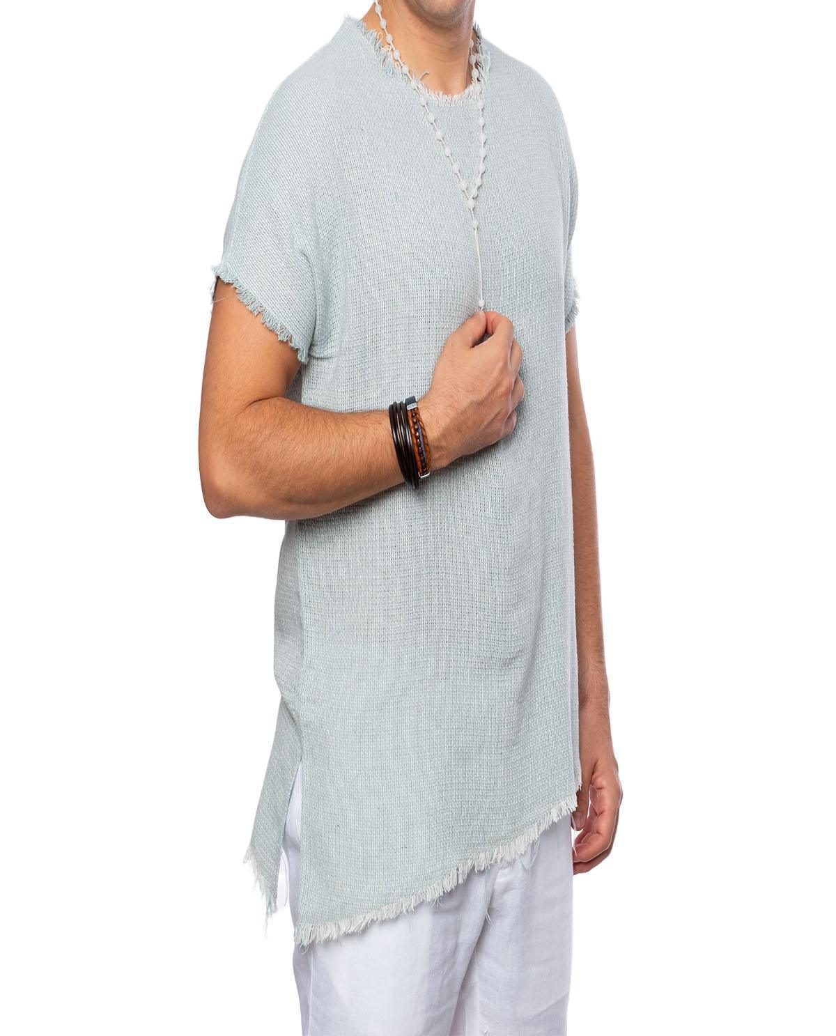 T-shirt manches courtes fashion bleu ciel en lin