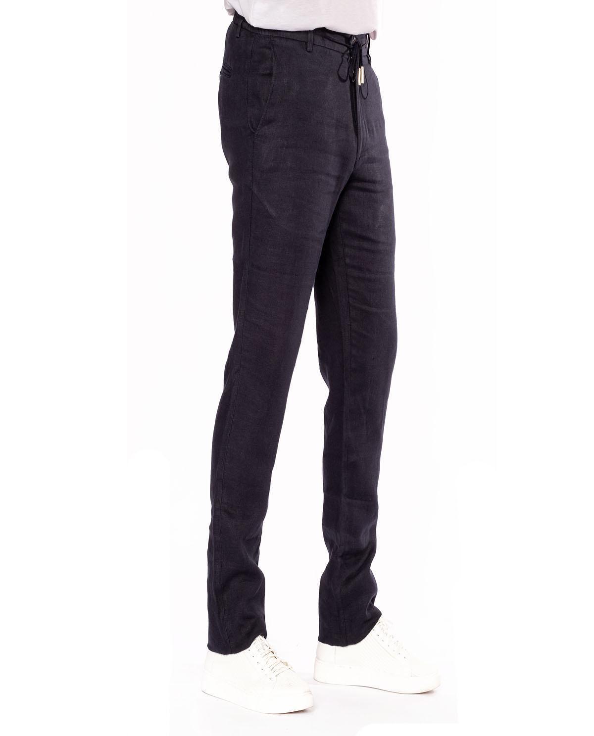 Pantalon bleu nuit en lin