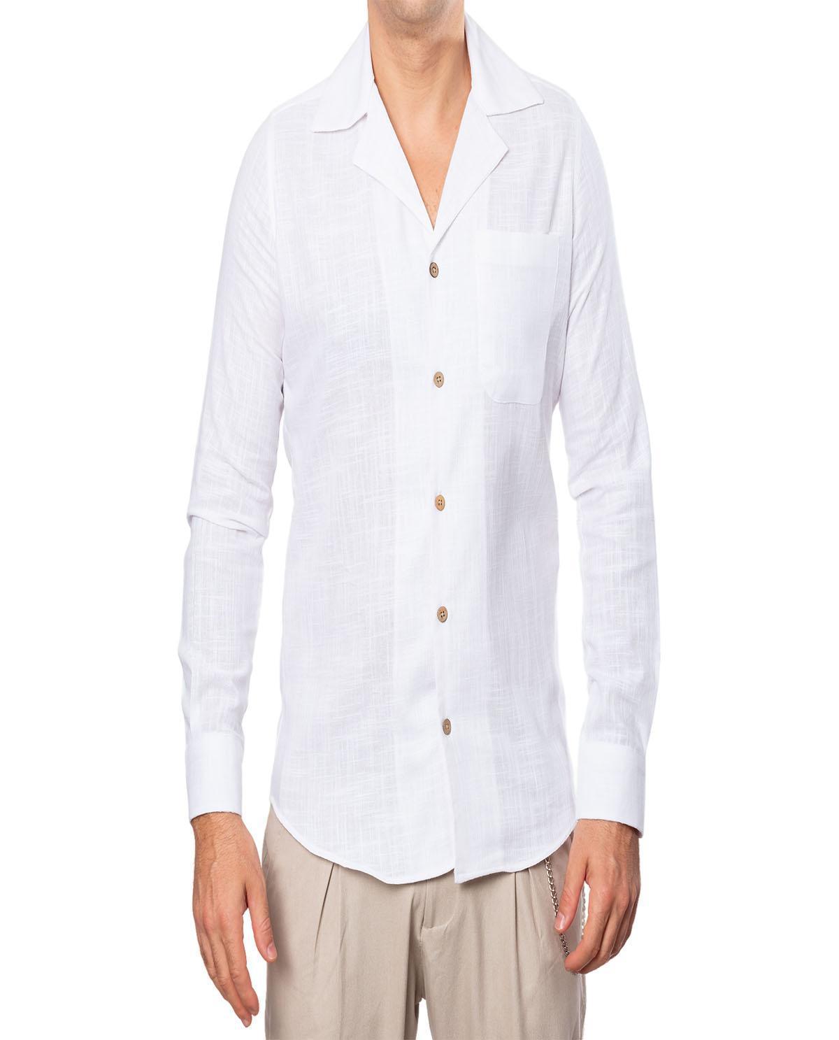 Chemise blanche à revers en lin